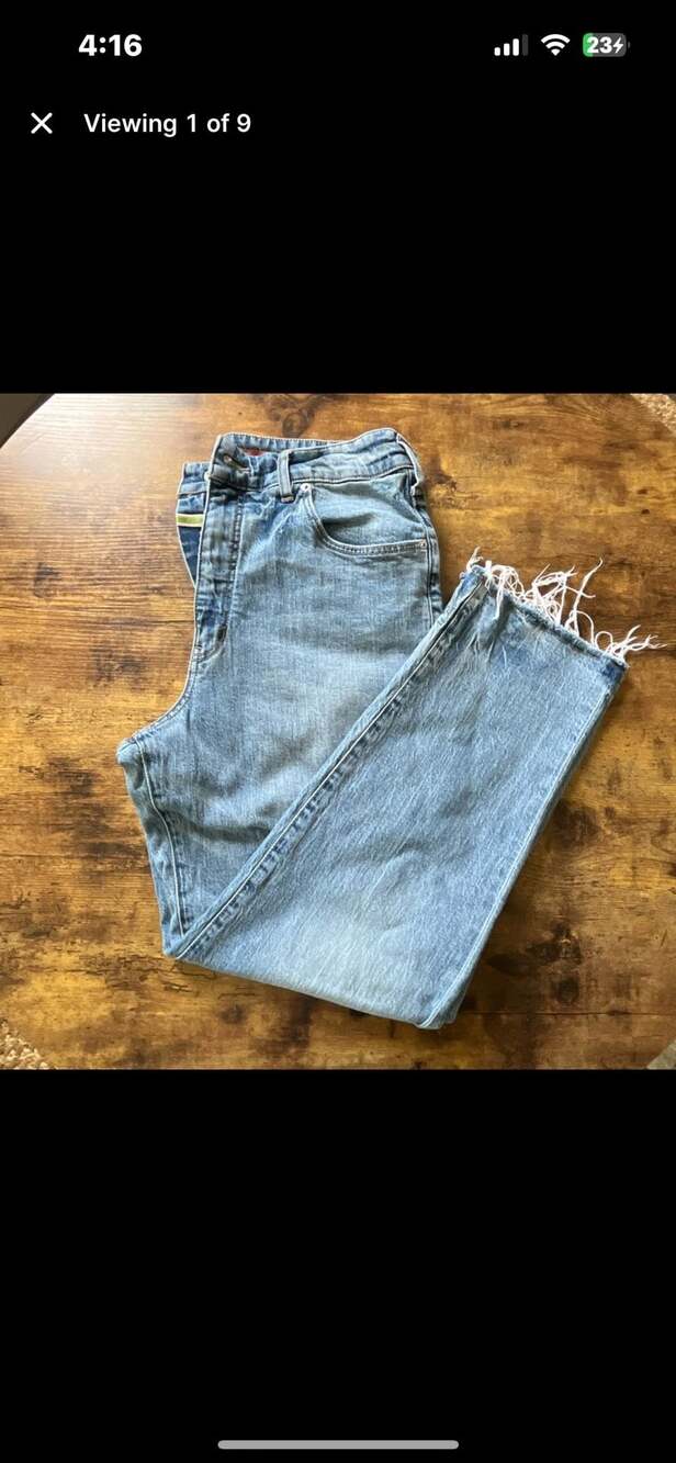 Pilcro The Vintage Straight High Rise Jeans with Raw Hem